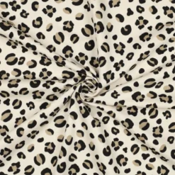 Tissu Sweat molleton motifs Léopard fond milk - Poppy