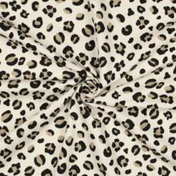 Tissu Sweat molleton motifs Léopard fond milk - Poppy