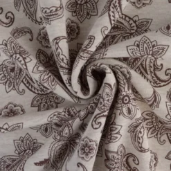 Tissu Sweat Poppy - Motif Paisley marron fond écru