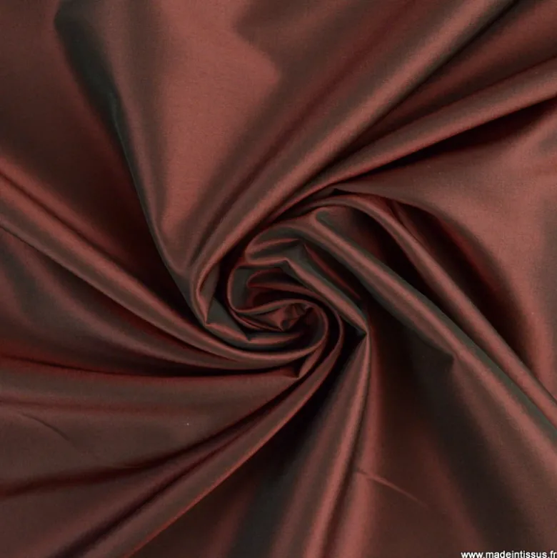 Tissu Taffetas changeant grande largeur polyester noir rouille