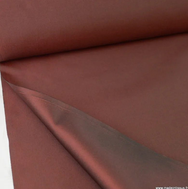 Tissu Taffetas changeant grande largeur polyester noir rouille