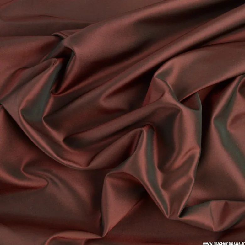Tissu Taffetas changeant grande largeur polyester noir rouille
