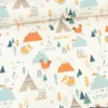 Tissu Tamias coton imprimé Little Adventure Ocre et Sapin - OEKO TEX