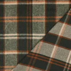 Tissu Tartan Écossais Loch Ness – Carreaux Vert, Orange et Écru