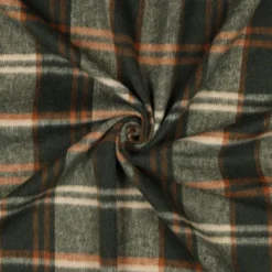 Tissu Tartan Écossais Loch Ness – Carreaux Vert, Orange et Écru