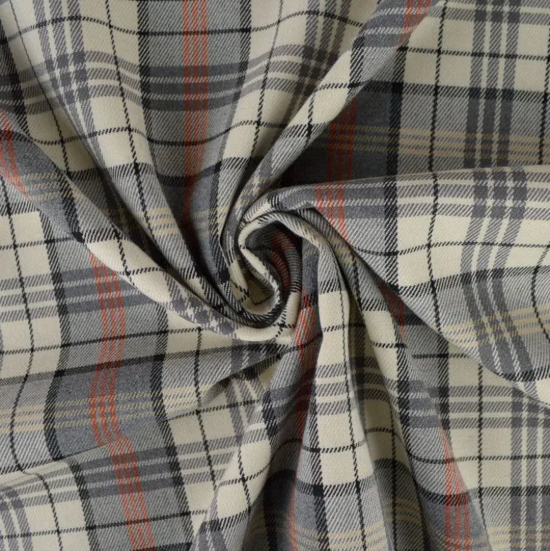 Tissu Tartan Gris et écru