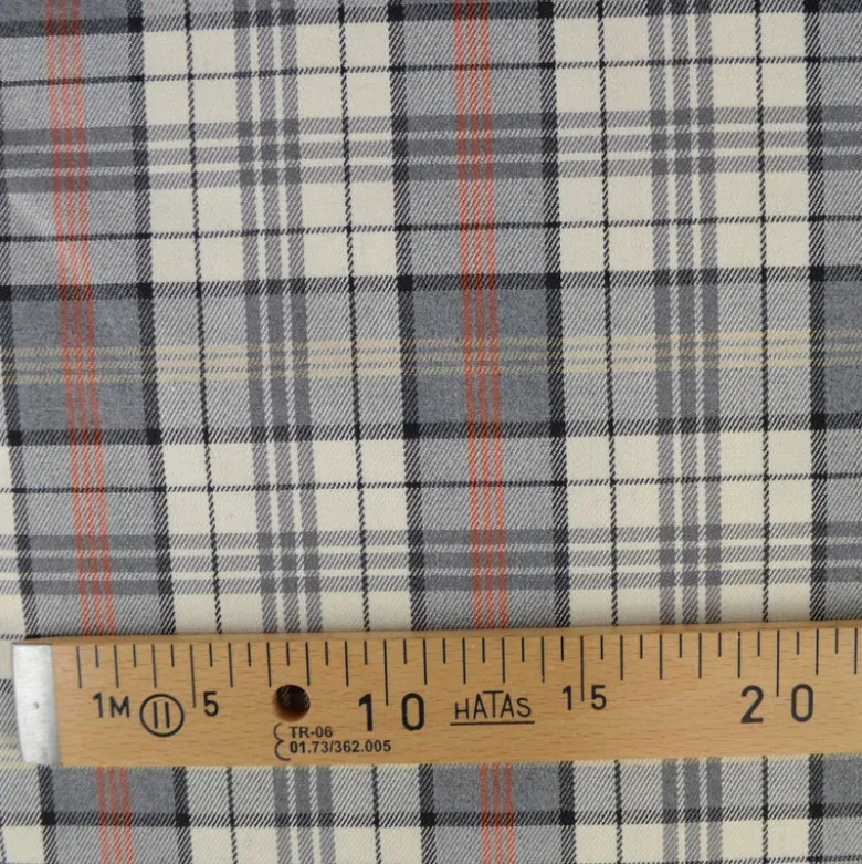 Tissu Tartan Gris et écru