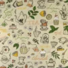 Tissu toile aspect lin Herbal tea party fond lin - OEKO TEX