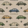 Tissu toile aspect lin motif Coccinelle Beetle Volkswagen - OEKO TEX
