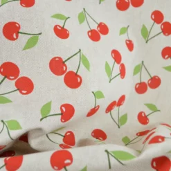 Tissu toile aspect lin – Motif cerises