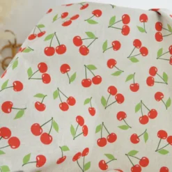 Tissu toile aspect lin – Motif cerises