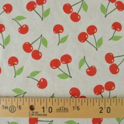 Tissu toile aspect lin – Motif cerises