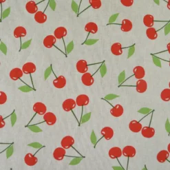 Tissu toile aspect lin – Motif cerises