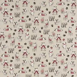 Tissu toile aspect lin motifs Chiens Dog Life - OEKO TEX