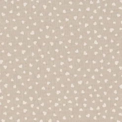 Tissu toile aspect lin motifs coeurs fond lin - OEKO TEX