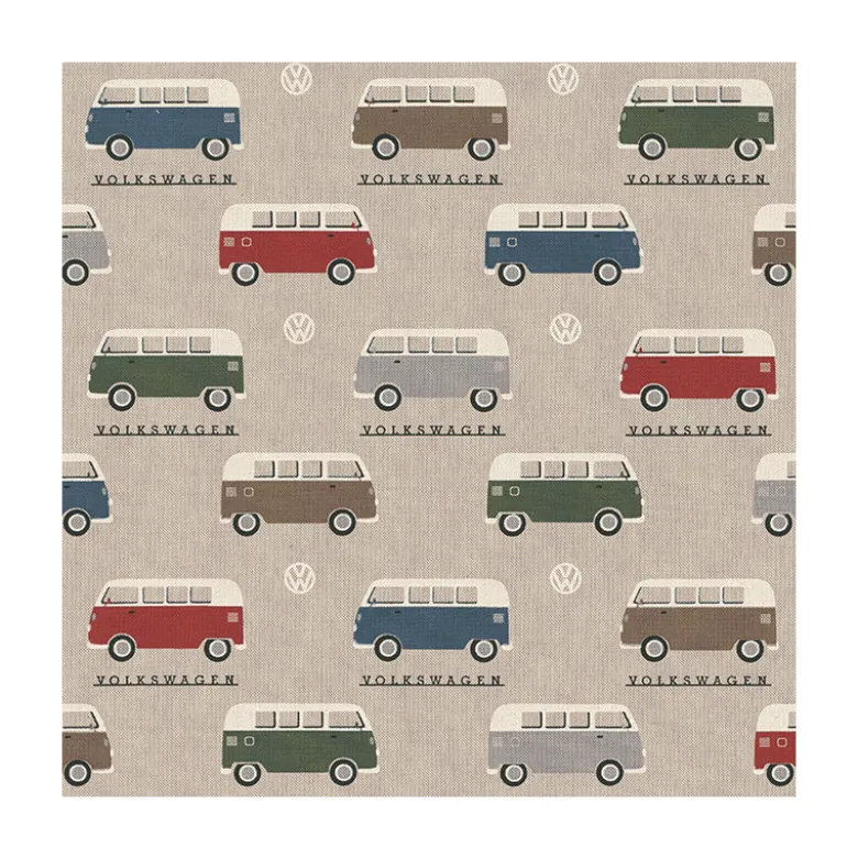Tissu toile aspect lin motifs Vans et combis Volkswagen - OEKO TEX
