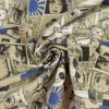 Tissu toile aspect lin motifs Manga indigo