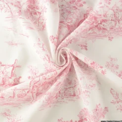 Tissu Toile de Jouy Manon Rouge