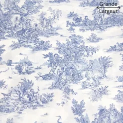 Tissu Toile de Jouy mini pastorale Bleu et blanc - Grande Largeur