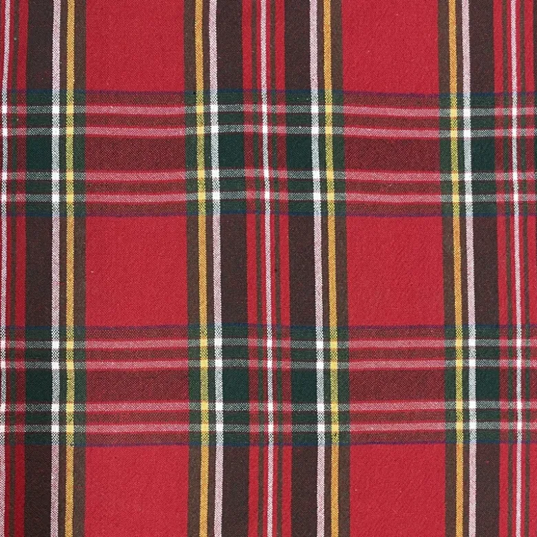 Tissu toile demi natté Ecossais rouge et vert