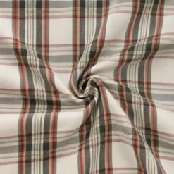 Tissu toile demi natté Ecossais écru et vert