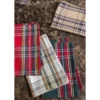 Tissu toile demi natté Ecossais vert et rouge