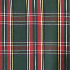 Tissu toile demi natté Ecossais vert et rouge