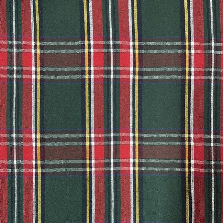 Tissu toile demi natté Ecossais vert et rouge