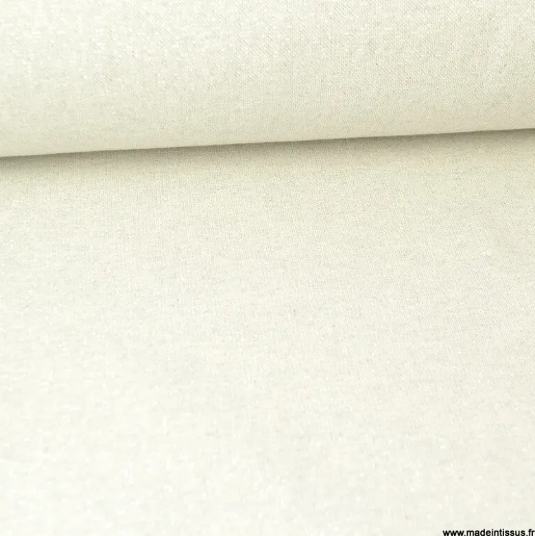 Tissu toile Polycoton Cubex Ecru lurex Argent