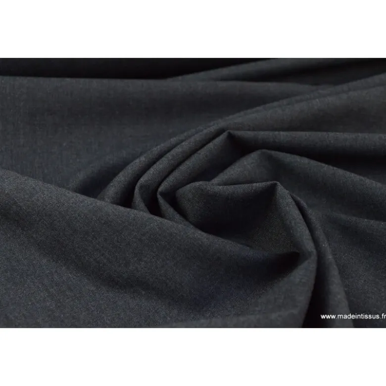 Tissu Toile polyester viscose pantalon gris chiné