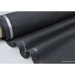 Tissu Toile polyester viscose pantalon gris chiné
