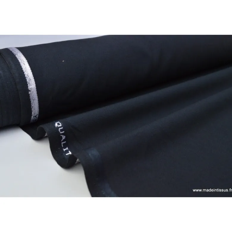 Tissu Toile polyester viscose pantalon marine foncé