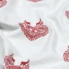 Tissu toile Ruan motif coeurs, chalets et bouquetins Rouge