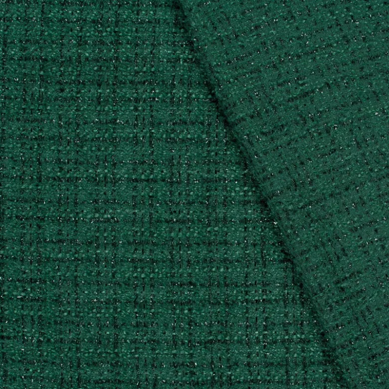 Tissu tweed effet lurex vert sapin - Imani
