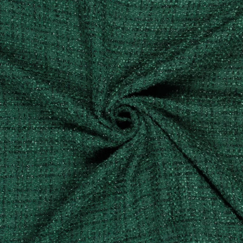 Tissu tweed effet lurex vert sapin - Imani