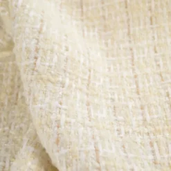 Tissu Tweed Lurex laine esprit Chanel - blanc cassé