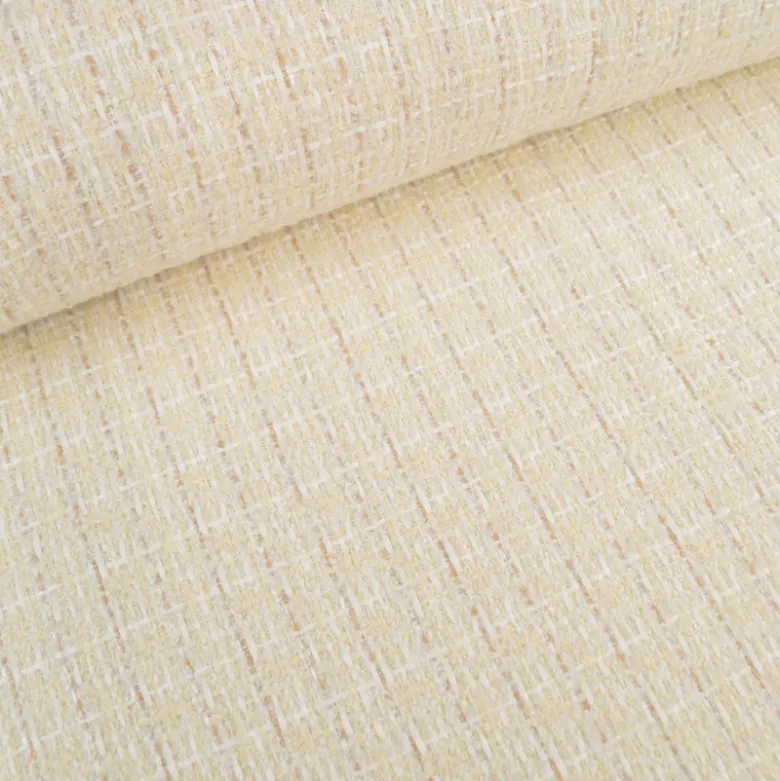 Tissu Tweed Lurex laine esprit Chanel - blanc cassé