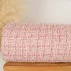 Tissu Tweed Lurex laine esprit Chanel - Rose