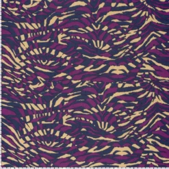 Tissu twill modal (viscose) motif animalier Aubergine