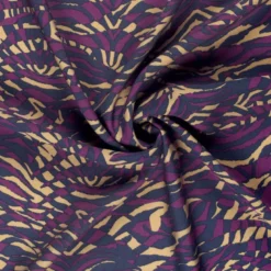 Tissu twill modal (viscose) motif animalier Aubergine