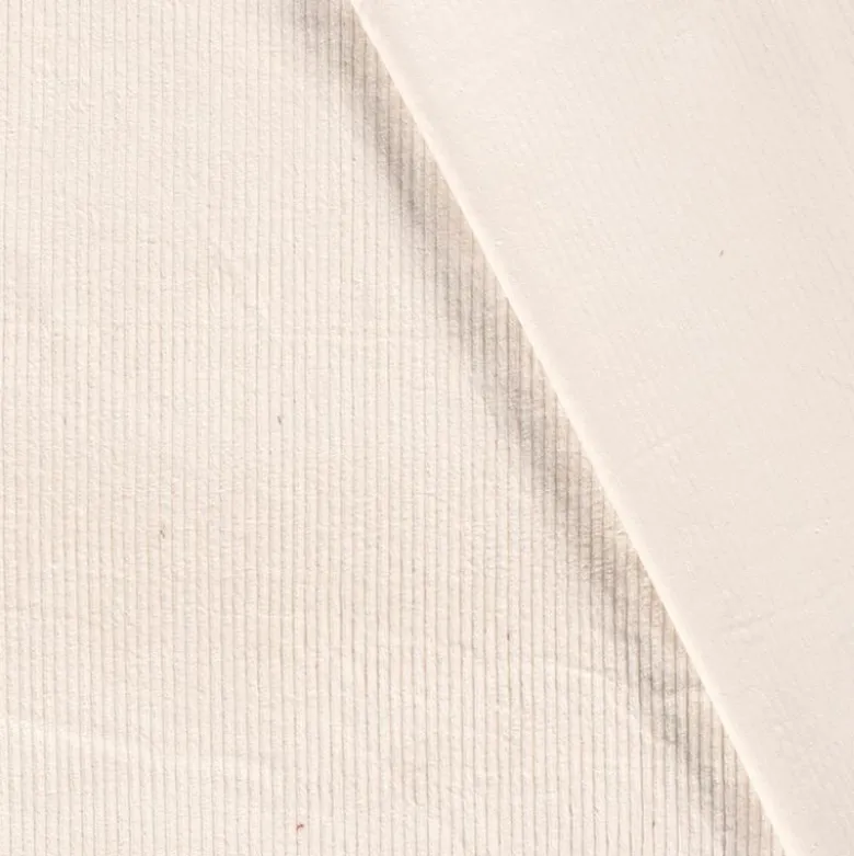 Tissu Velours cotelé grosses côtes Stretch Ivoire - OEKO TEX