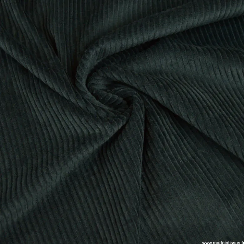 Tissu Velours cotelé grosses côtes vert bleuté - OEKO TEX