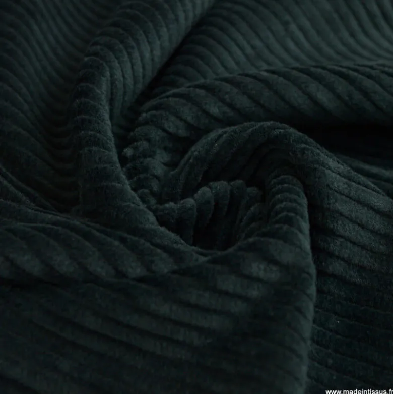 Tissu Velours cotelé grosses côtes vert bleuté - OEKO TEX