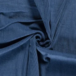 Tissu Velours cotelé grosses côtes Bleu Denim - OEKO TEX