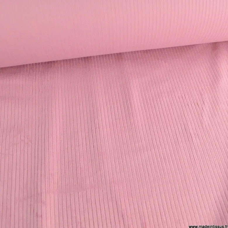 Tissu Velours cotelé grosses côtes Vieux Rose - OEKO TEX