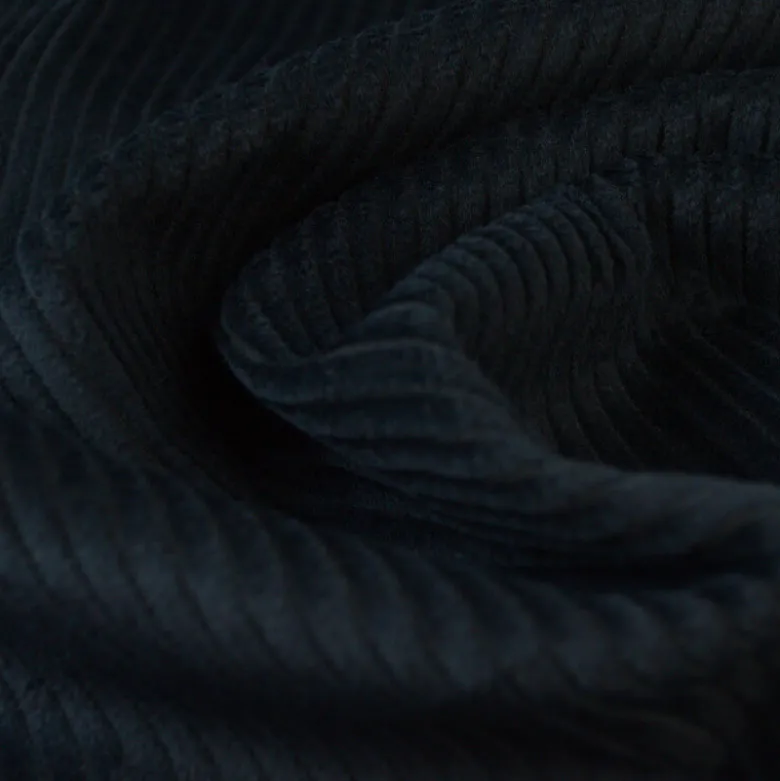 Tissu Velours cotelé grosses côtes Noir - OEKO TEX