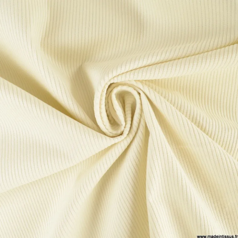 Tissu Velours cotelé 500 raies coloris écru - OEKO TEX