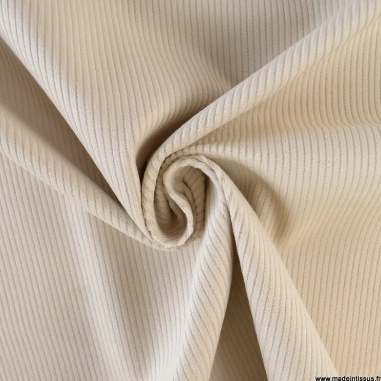 Tissu Velours cotelé 500 raies coloris Lin - OEKO TEX