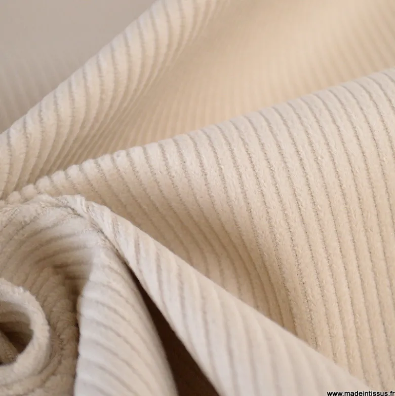 Tissu Velours cotelé 500 raies coloris Lin - OEKO TEX