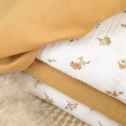 Tissu velours côtelé milleraies coton Camel -oeko tex